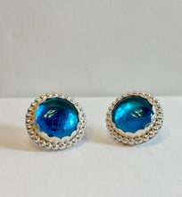 Load image into Gallery viewer, Bold Blue Button Earrings
