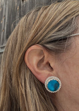 Load image into Gallery viewer, Bold Blue Button Earrings