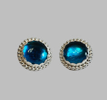 Load image into Gallery viewer, Bold Blue Button Earrings