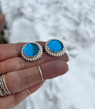 Load image into Gallery viewer, Bold Blue Button Earrings