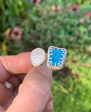 Load image into Gallery viewer, 2-Stone Ring with Silver Nugget and Bright Blue Stone