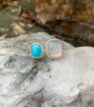 Load image into Gallery viewer, Turquoise and Crystal Blue 2-Stone Ring