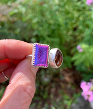 Load image into Gallery viewer, Purple and Amber Two-Stone Ring