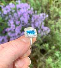 Load image into Gallery viewer, 2-Stone Ring with Silver Nugget and Bright Blue Stone