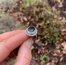 Load image into Gallery viewer, Black Ring with Beaded Surround - stackable