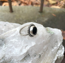 Load image into Gallery viewer, Black Ring with Beaded Surround - stackable