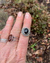 Load image into Gallery viewer, Black Ring with Beaded Surround - stackable