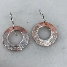 Load image into Gallery viewer, Copper and Silver Textured Earrings