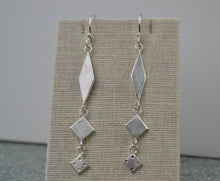 Load image into Gallery viewer, Geometric Brushed Silver Dangles