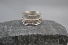 Load image into Gallery viewer, Spinner Ring with 3 Sparkling Silver Bands