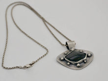 Load image into Gallery viewer, Green Goldstone and Silver Pendant Necklace