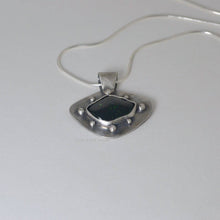 Load image into Gallery viewer, Green Goldstone and Silver Pendant Necklace