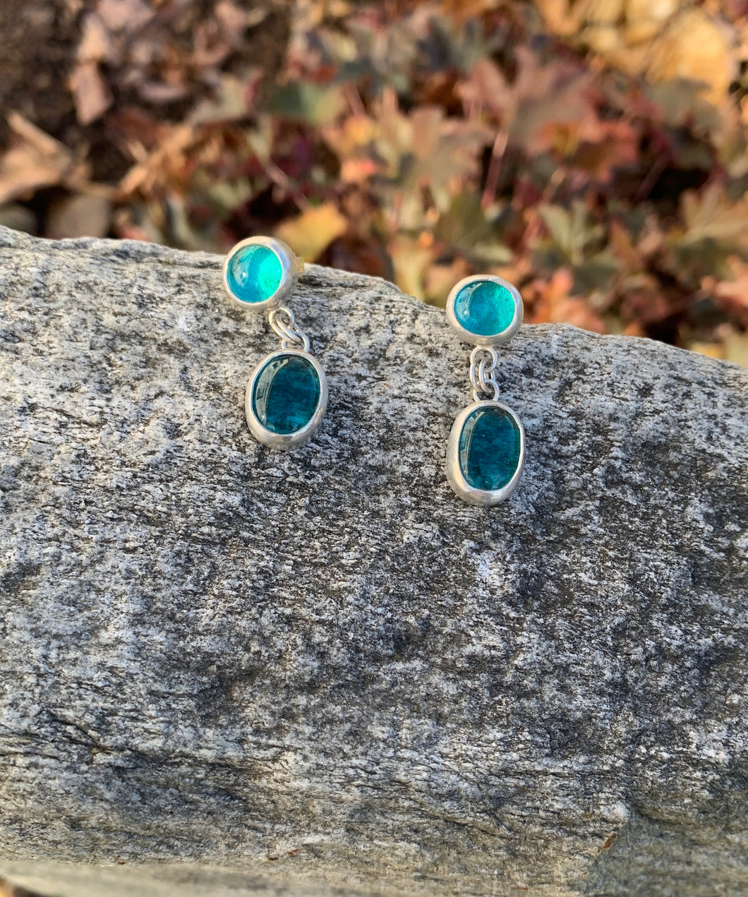 Aqua Droplet Post Earrings