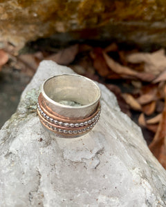 Bead and Bronze Spinner Ring - Wide