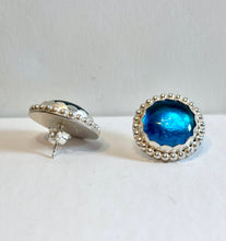 Load image into Gallery viewer, Bold Blue Button Earrings
