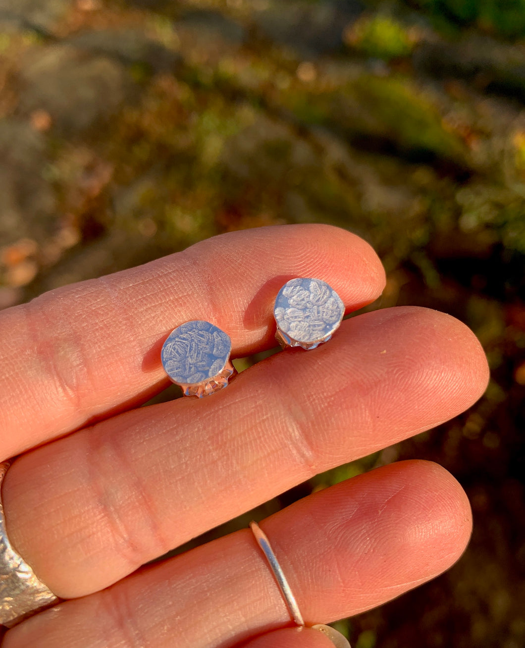 Hammered Post Earrings - small - 3/8
