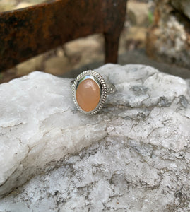 Peachy Moonstone Ring