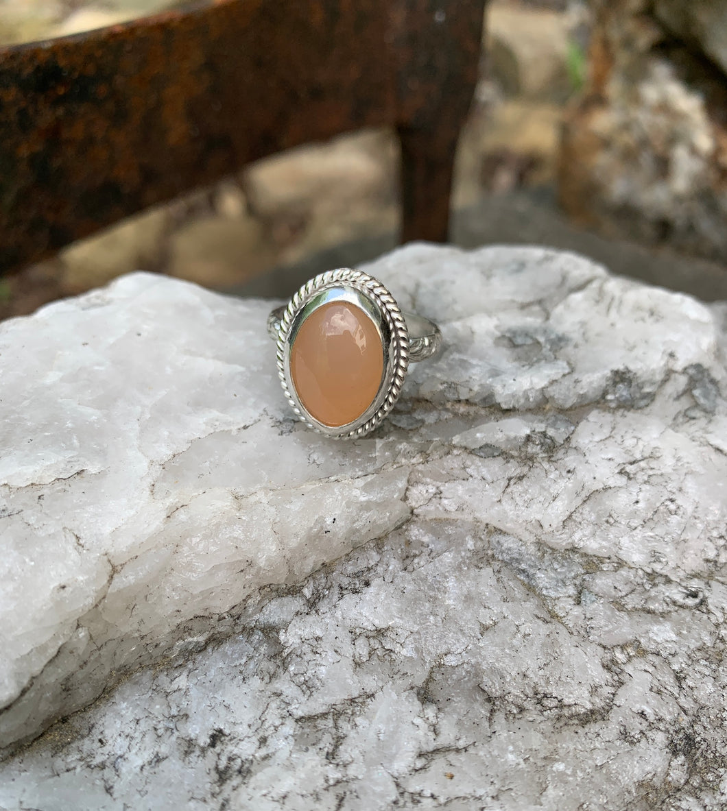 Peachy Moonstone Ring