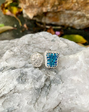Load image into Gallery viewer, 2-Stone Ring with Silver Nugget and Bright Blue Stone
