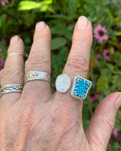 Load image into Gallery viewer, 2-Stone Ring with Silver Nugget and Bright Blue Stone
