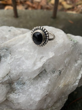 Load image into Gallery viewer, Black Ring with Beaded Surround - stackable
