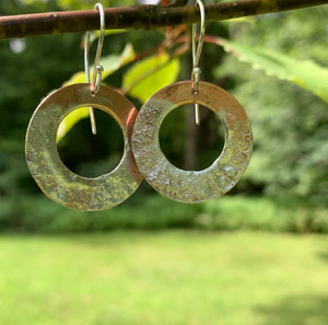 Copper and Silver Textured Earrings