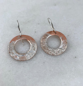 Copper and Silver Textured Earrings