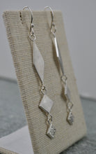 Load image into Gallery viewer, Geometric Brushed Silver Dangles
