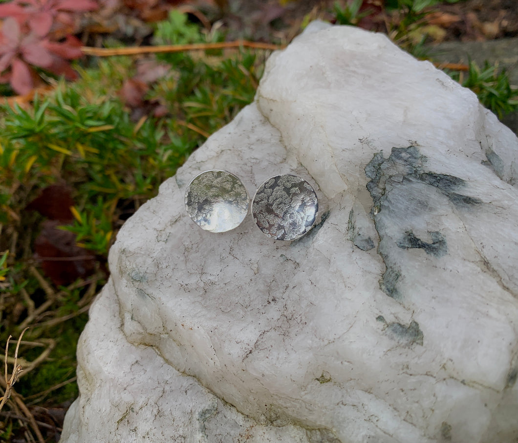Hammered Silver Disc Earrings 11/16