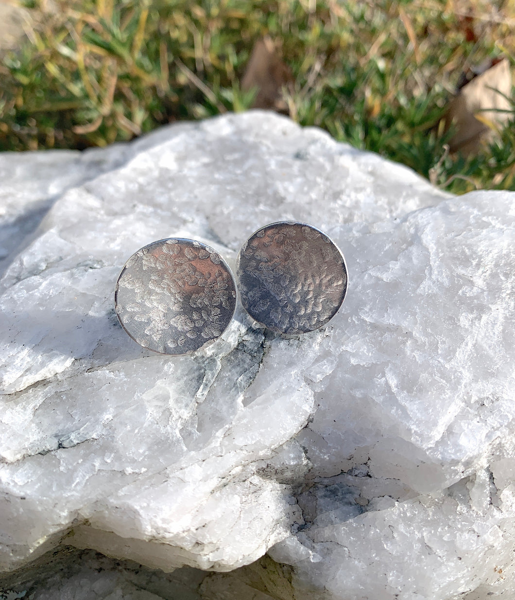 Hammered Silver Disc Earrings 3/4