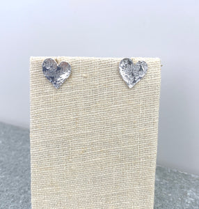 Small Hammered Heart Earrings