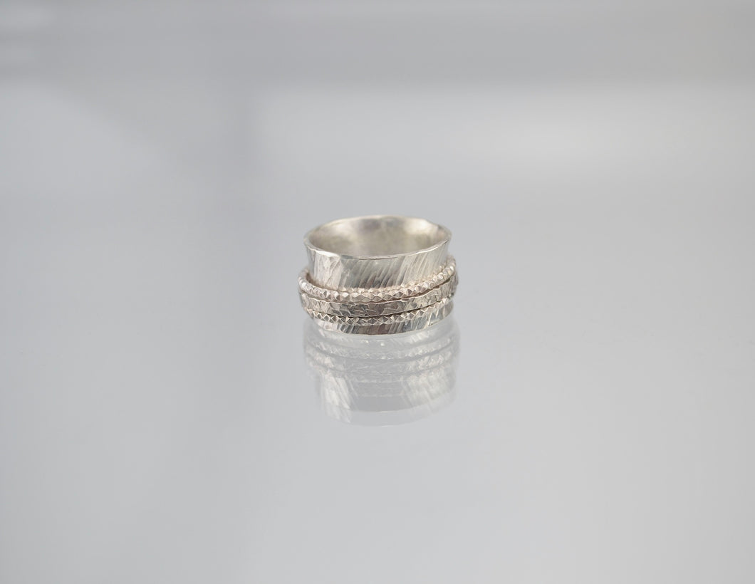 Spinner Ring with 3 Sparkling Silver Bands