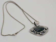 Load image into Gallery viewer, Green Goldstone and Silver Pendant Necklace

