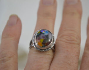 Multi Color Confetti Glass Statement Ring