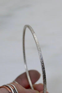 Patterned Silver Bangle Bracelet